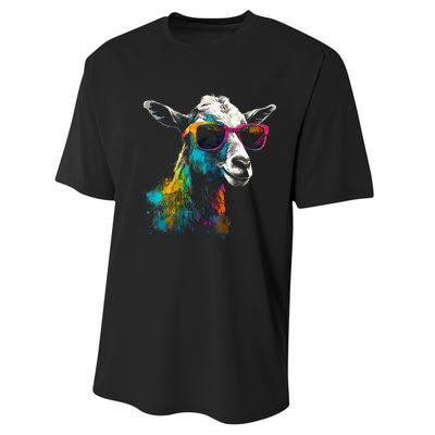 Goat Lover Artwork Sunglasses Colorful Animal Motif Goat Performance Sprint T-Shirt