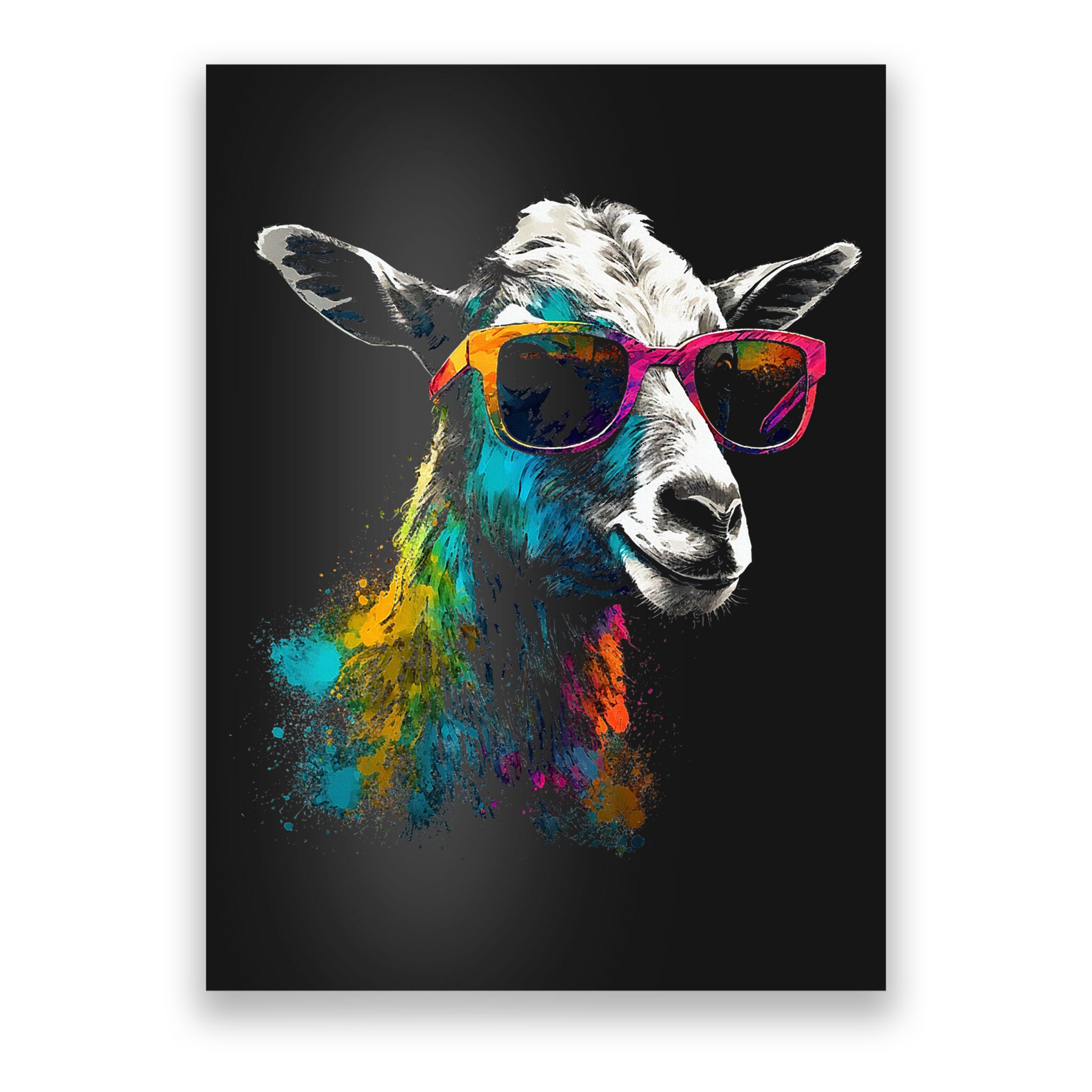 Goat Lover Artwork Sunglasses Colorful Animal Motif Goat Poster