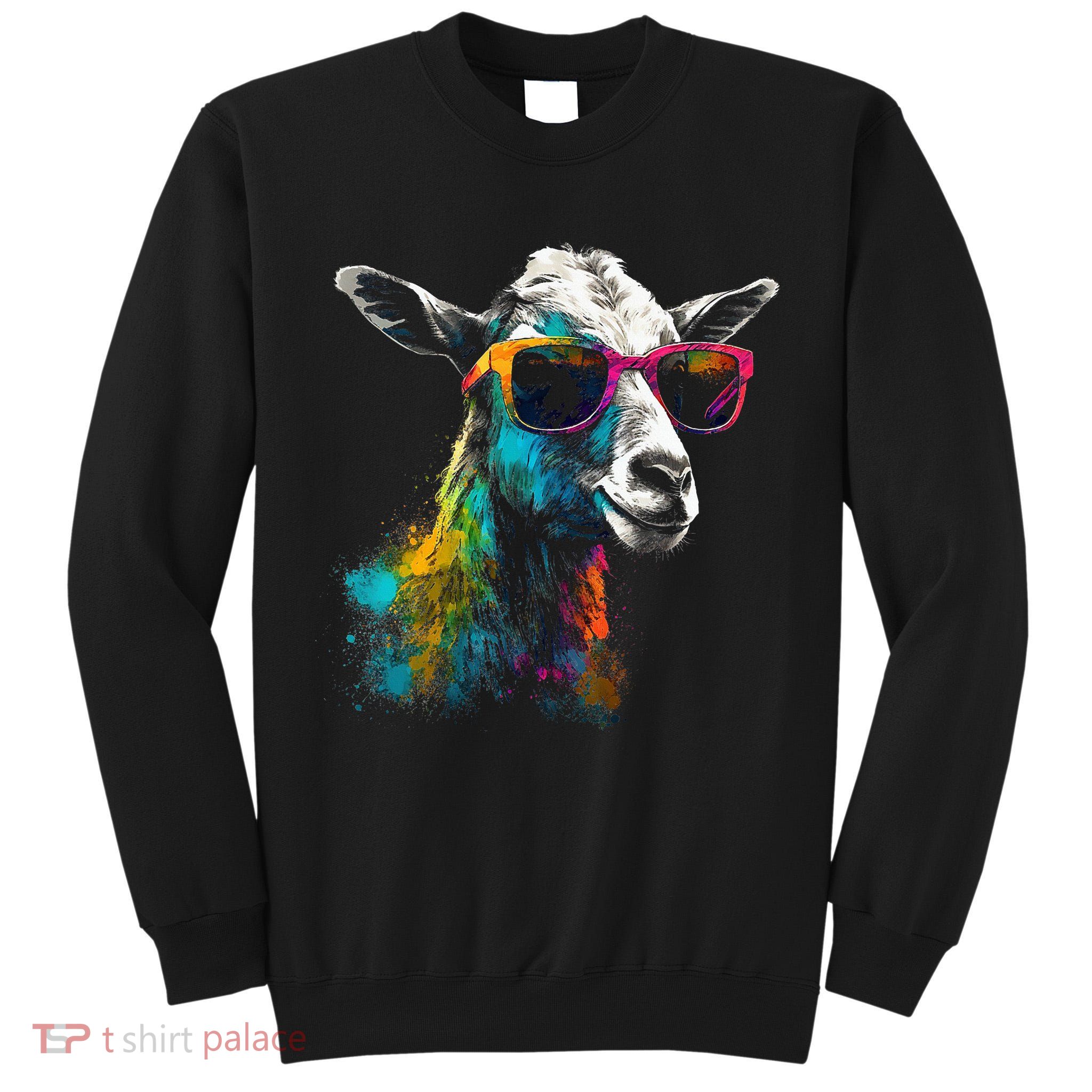 Goat Lover Artwork Sunglasses Colorful Animal Motif Goat Tall Sweatshirt