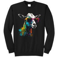 Goat Lover Artwork Sunglasses Colorful Animal Motif Goat Tall Sweatshirt