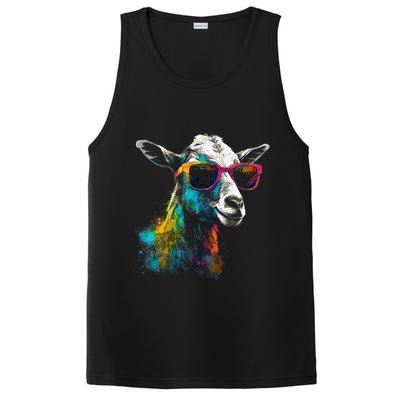 Goat Lover Artwork Sunglasses Colorful Animal Motif Goat PosiCharge Competitor Tank