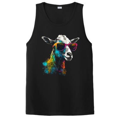 Goat Lover Artwork Sunglasses Colorful Animal Motif Goat PosiCharge Competitor Tank