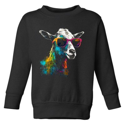 Goat Lover Artwork Sunglasses Colorful Animal Motif Goat Toddler Sweatshirt