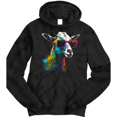 Goat Lover Artwork Sunglasses Colorful Animal Motif Goat Tie Dye Hoodie