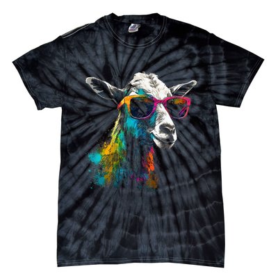 Goat Lover Artwork Sunglasses Colorful Animal Motif Goat Tie-Dye T-Shirt