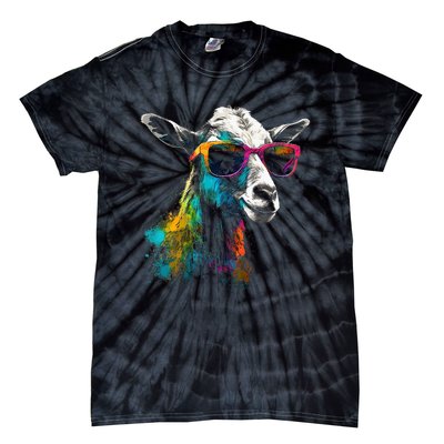 Goat Lover Artwork Sunglasses Colorful Animal Motif Goat Tie-Dye T-Shirt