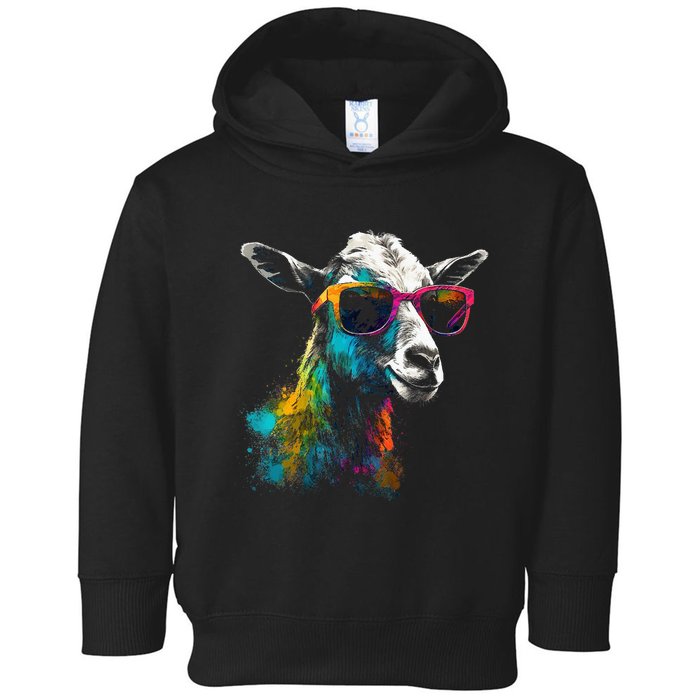 Goat Lover Artwork Sunglasses Colorful Animal Motif Goat Toddler Hoodie