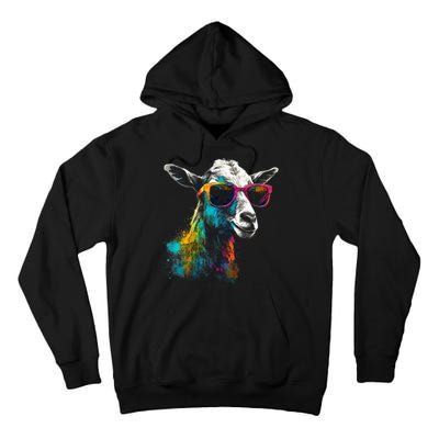 Goat Lover Artwork Sunglasses Colorful Animal Motif Goat Tall Hoodie