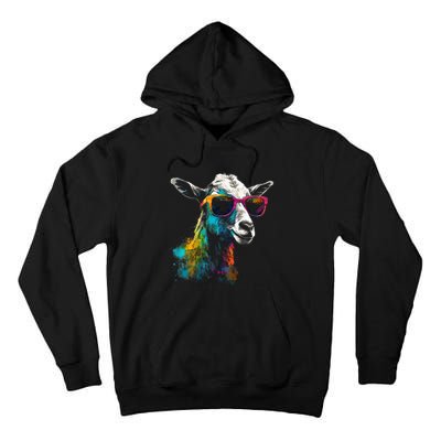 Goat Lover Artwork Sunglasses Colorful Animal Motif Goat Tall Hoodie