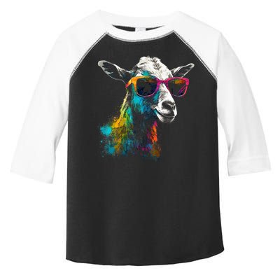 Goat Lover Artwork Sunglasses Colorful Animal Motif Goat Toddler Fine Jersey T-Shirt