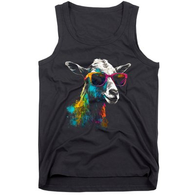 Goat Lover Artwork Sunglasses Colorful Animal Motif Goat Tank Top