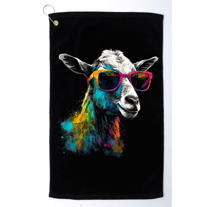 Goat Lover Artwork Sunglasses Colorful Animal Motif Goat Golf Towel