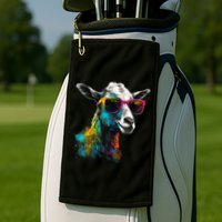 Goat Lover Artwork Sunglasses Colorful Animal Motif Goat Golf Towel