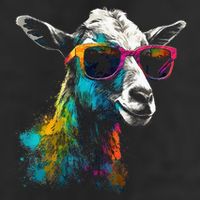 Goat Lover Artwork Sunglasses Colorful Animal Motif Goat Golf Towel