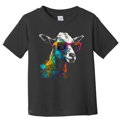 Goat Lover Artwork Sunglasses Colorful Animal Motif Goat Toddler T-Shirt