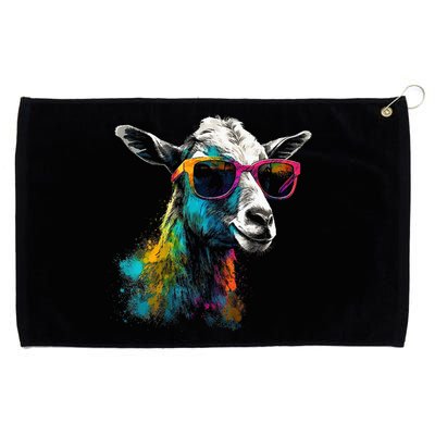 Goat Lover Artwork Sunglasses Colorful Animal Motif Goat Grommeted Golf Towel