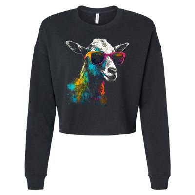 Goat Lover Artwork Sunglasses Colorful Animal Motif Goat Cropped Pullover Crew