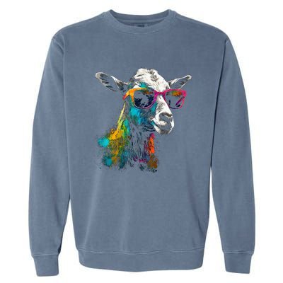 Goat Lover Artwork Sunglasses Colorful Animal Motif Goat Garment-Dyed Sweatshirt