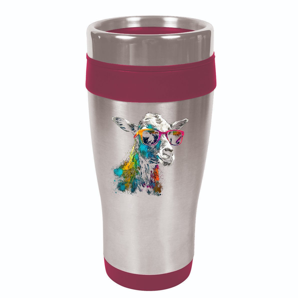 Goat Lover Artwork Sunglasses Colorful Animal Motif Goat 16oz Travel Tumbler