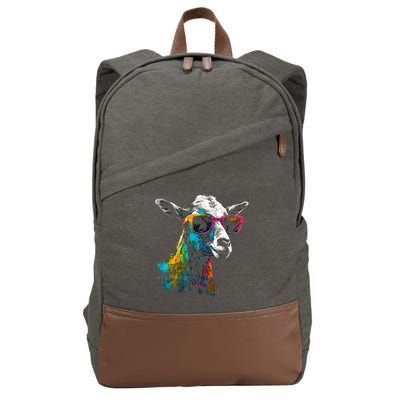 Goat Lover Artwork Sunglasses Colorful Animal Motif Goat Cotton Canvas Backpack