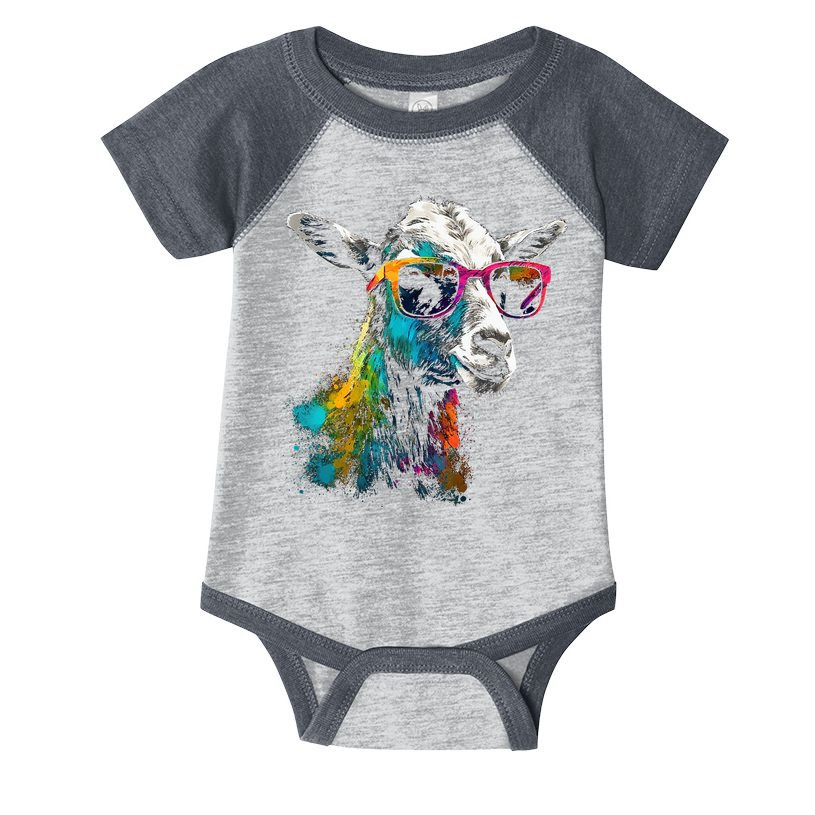 Goat Lover Artwork Sunglasses Colorful Animal Motif Goat Infant Baby Jersey Bodysuit