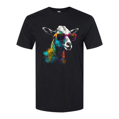 Goat Lover Artwork Sunglasses Colorful Animal Motif Goat Softstyle CVC T-Shirt