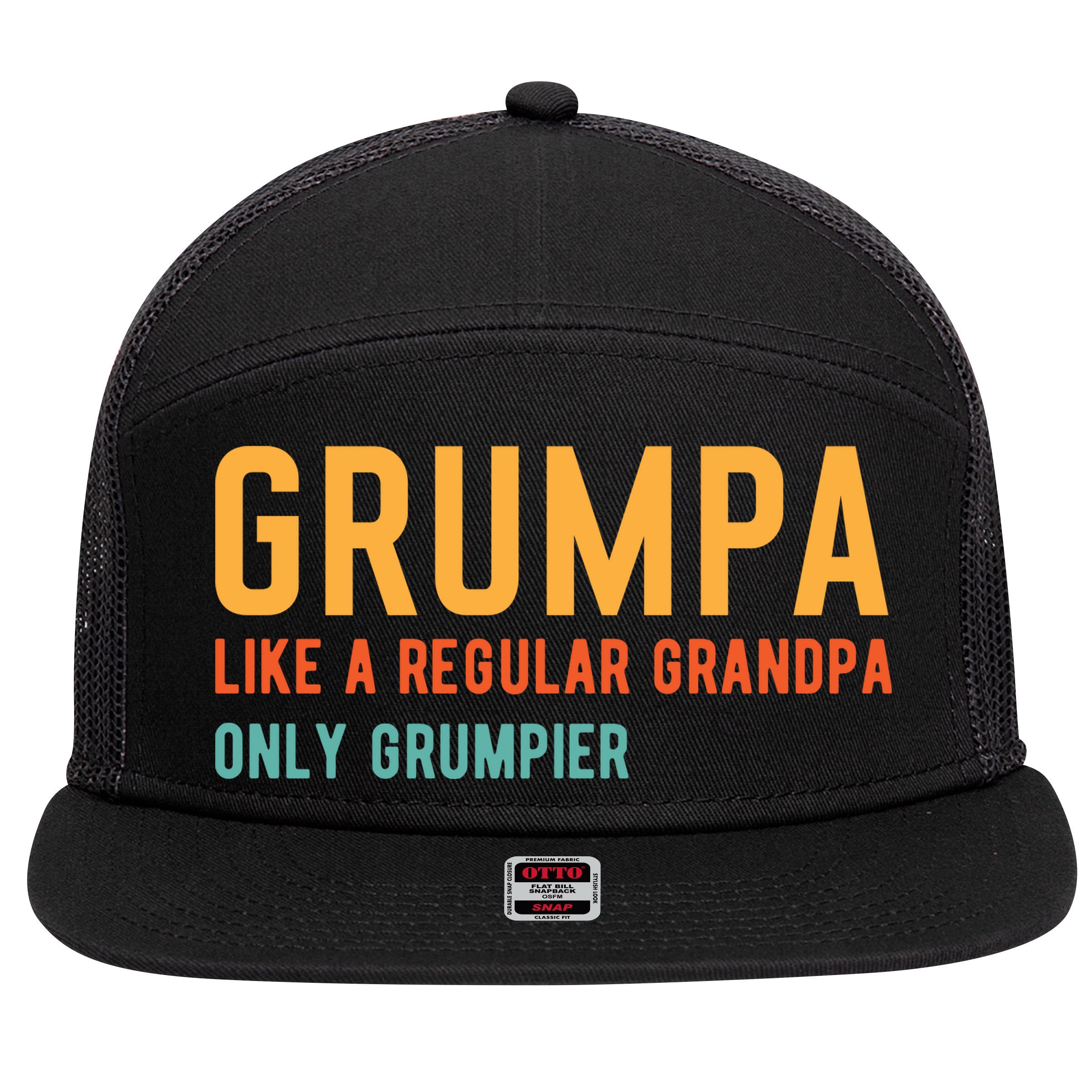 Grumpa Like A Regular Grandpa Only Grumpier Fathers Day 7 Panel Mesh Trucker Snapback Hat