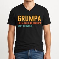 Grumpa Like A Regular Grandpa Only Grumpier Fathers Day V-Neck T-Shirt