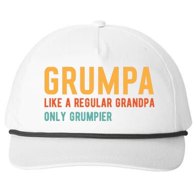 Grumpa Like A Regular Grandpa Only Grumpier Fathers Day Snapback Five-Panel Rope Hat