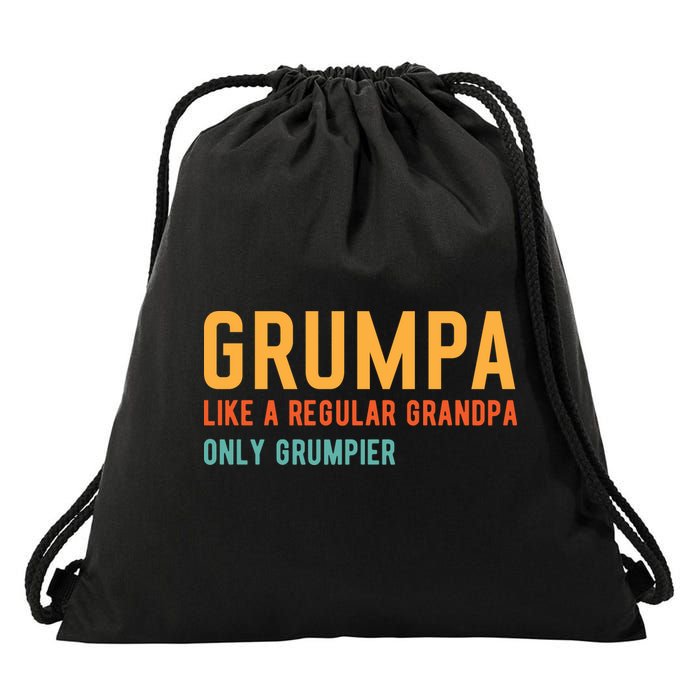 Grumpa Like A Regular Grandpa Only Grumpier Fathers Day Drawstring Bag