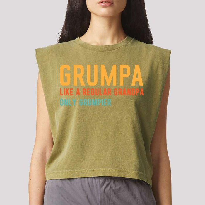 Grumpa Like A Regular Grandpa Only Grumpier Fathers Day Garment-Dyed Women's Muscle Tee