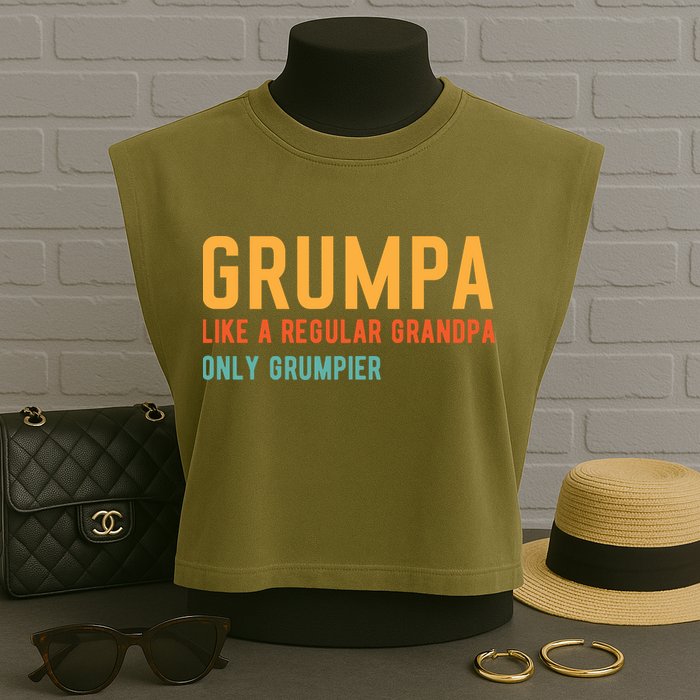 Grumpa Like A Regular Grandpa Only Grumpier Fathers Day Garment-Dyed Women's Muscle Tee