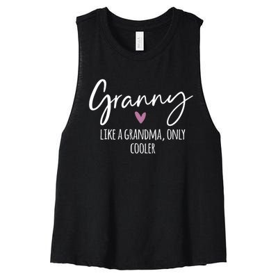 Granny Like A Grandma Only Cooler Heart MotherS Day Granny Women's Racerback Cropped Tank