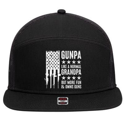 Gunpa Like A Normal Grandpa But More Fun & Owns Guns 7 Panel Mesh Trucker Snapback Hat