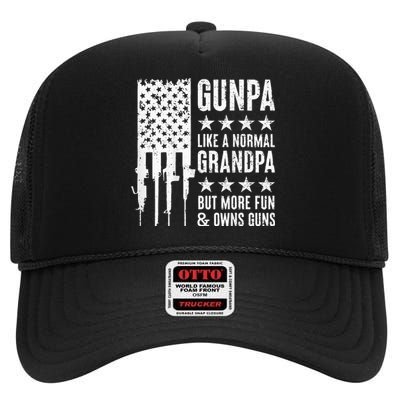 Gunpa Like A Normal Grandpa But More Fun & Owns Guns High Crown Mesh Back Trucker Hat