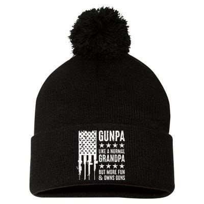 Gunpa Like A Normal Grandpa But More Fun & Owns Guns Pom Pom 12in Knit Beanie