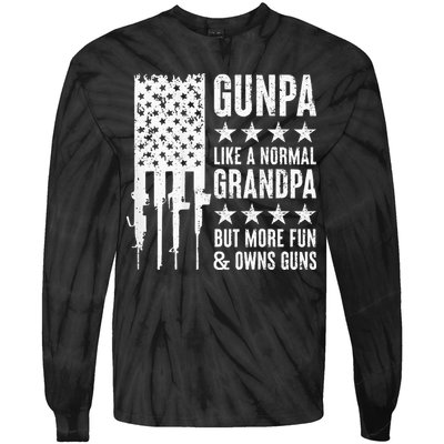 Gunpa Like A Normal Grandpa But More Fun & Owns Guns Tie-Dye Long Sleeve Shirt