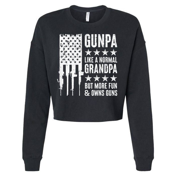 Gunpa Like A Normal Grandpa But More Fun & Owns Guns Cropped Pullover Crew