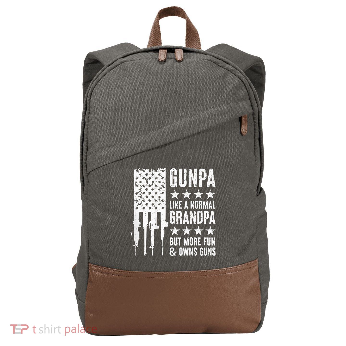 Gunpa Like A Normal Grandpa But More Fun & Owns Guns Cotton Canvas Backpack