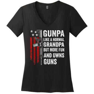 Gunpa Like A Normal Grandpa But More Fun And Owns Guns Women's V-Neck T-Shirt
