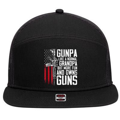 Gunpa Like A Normal Grandpa Fun And Owns Guns 7 Panel Mesh Trucker Snapback Hat