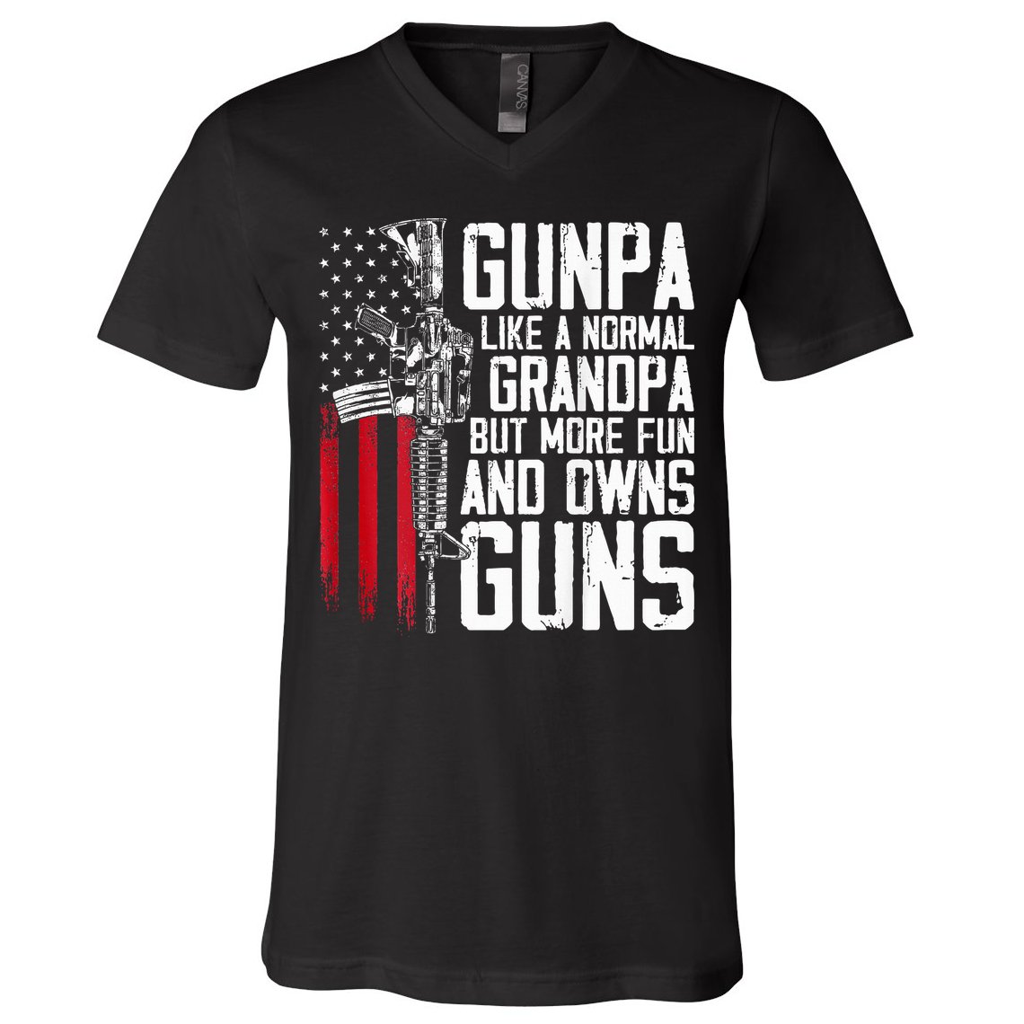 Gunpa Like A Normal Grandpa Fun And Owns Guns V-Neck T-Shirt