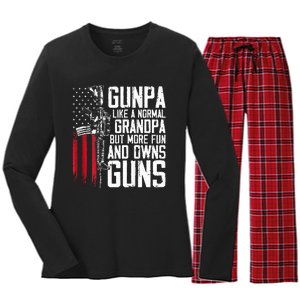 Gunpa Like A Normal Grandpa Fun And Owns Guns Women's Long Sleeve Flannel Pajama Set 