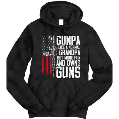 Gunpa Like A Normal Grandpa Fun And Owns Guns Tie Dye Hoodie