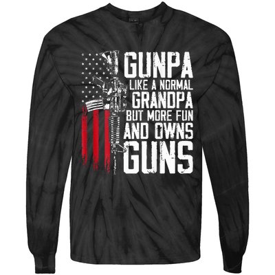 Gunpa Like A Normal Grandpa Fun And Owns Guns Tie-Dye Long Sleeve Shirt