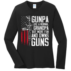 Gunpa Like A Normal Grandpa Fun And Owns Guns Ladies Long Sleeve Shirt