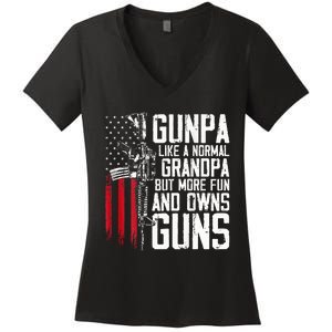 Gunpa Like A Normal Grandpa Fun And Owns Guns Women's V-Neck T-Shirt