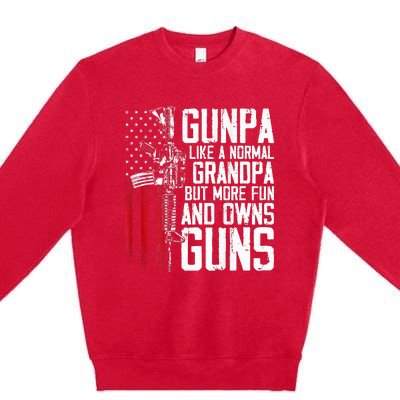 Gunpa Like A Normal Grandpa Fun And Owns Guns Premium Crewneck Sweatshirt