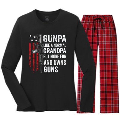 Gunpa Like A Normal Grandpa But More Fun And Owns Guns Women's Long Sleeve Flannel Pajama Set 