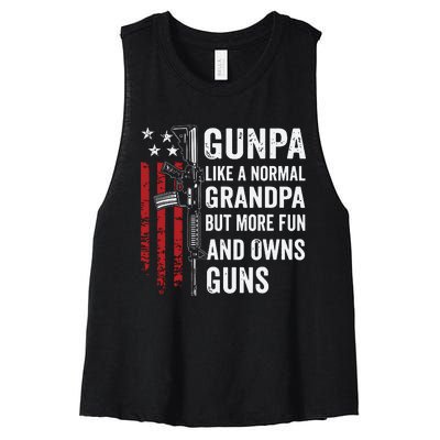 Gunpa Like A Normal Grandpa But More Fun And Owns Guns Women's Racerback Cropped Tank